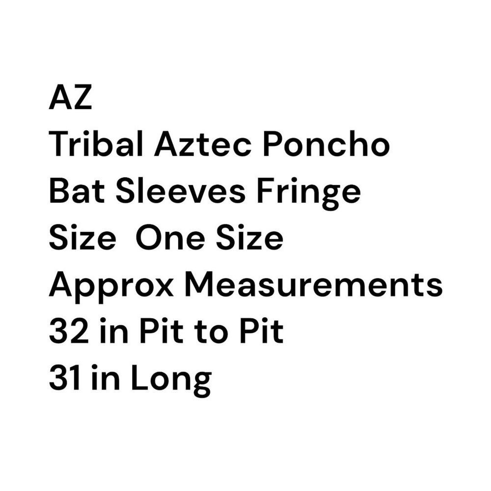 ZA Poncho Tribal Geo Diamond Pattern One Size Bat Sleeve Fringe Design - Picture 8 of 8